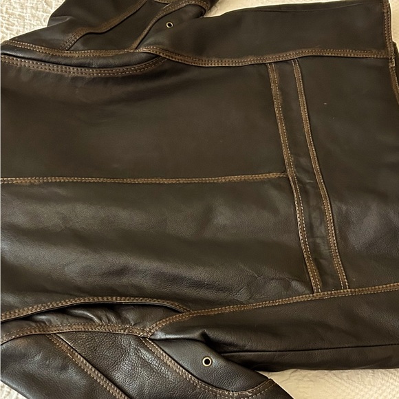 Men’s MarcNY (XL) Dk Brown (inside carry pocket ) LeatherJacket. Zippered cuffs - Picture 3 of 10